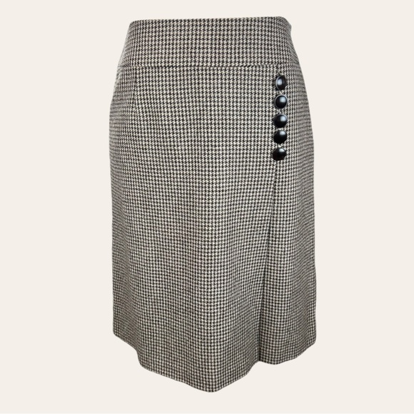 Talbots Academia Tweed Houndstooth Wool A Line Skirt Size 4 Petite - Picture 1 of 7